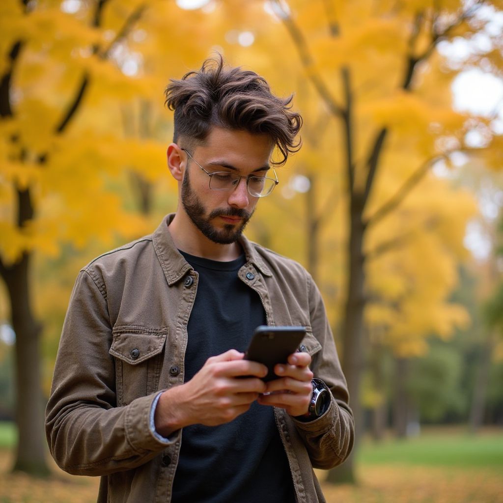 Miguel, a community member playing a mobile game