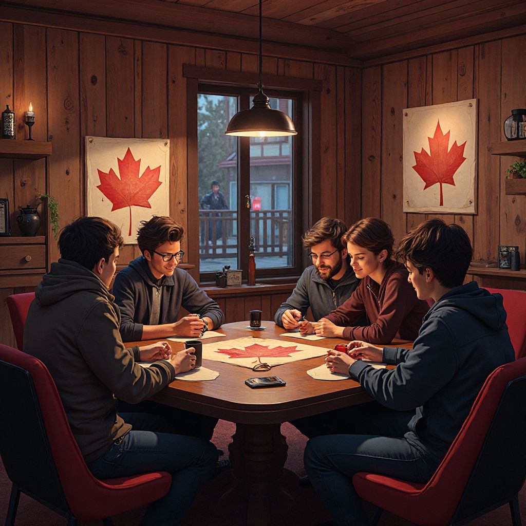 Diverse group of Canadian gamers enjoying games together